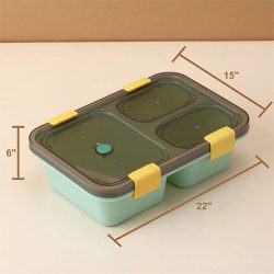 Stainless Steel 3 Compartment SS Lunch Box Capacity 400 ml - Image 2