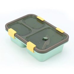 Stainless Steel 3 Compartment SS Lunch Box Capacity 400 ml