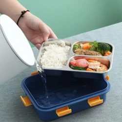 Stainless Steel 3 Compartment SS Lunch Box Capacity 400 ml - Image 3
