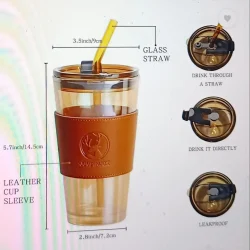 Glass Mug With Straw And Cover 400 ml - Image 5