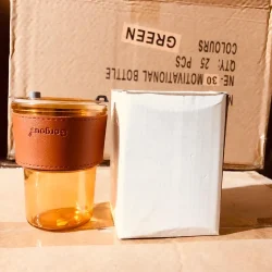 Glass Mug With Straw And Cover 400 ml