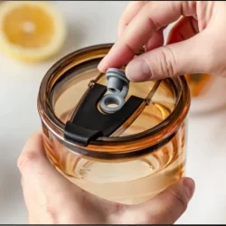 Glass Mug With Straw And Cover 400 ml - Image 2