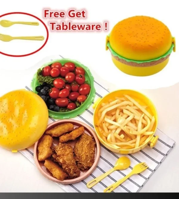 Plastic Round Burger Lunch Box - Image 2